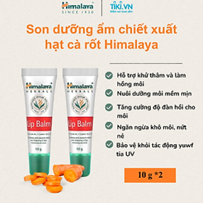 [HSD: 30/05/2026] COMBO 2 TUÝP SON DƯỠNG HỒNG MÔI KHỬ THÂM CHIẾT XUẤT CÀ RỐT HIMALAYA LIP BALM 10G