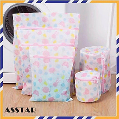 Combo 5 Túi Lưới Giặt Đựng Quần Áo, họa tiết HOA, Đồ Lót Trong Máy Giặt - Hàng Chính Hãng