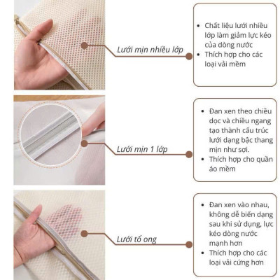Set 6 Túi Giặt Quần Áo Lưới 3D Siêu Bền, Thoát Nước, Chống Nhăn Cho Máy Giặt - HÀNG CHÍNH HÃNG MINIIN