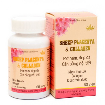 Sheep placenta & Collagen Kingphar , hộp 60v, mờ nám, đẹp da