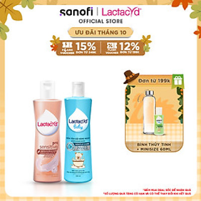 Bộ Dung Dịch Vệ Sinh Lactacyd Pro Sensitive Da Nhạy Cảm 250ml + Sữa Tắm Gội Trẻ em Lactacyd Baby Gentle Care 250ml