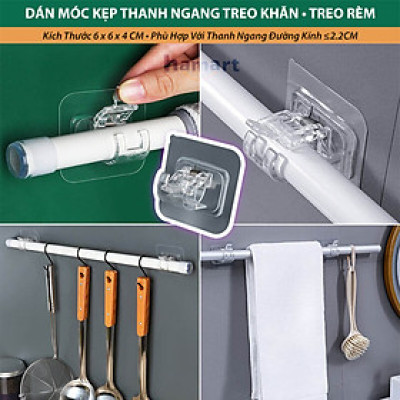 Kẹp Nhựa Dán Tường Đỡ Thanh Treo Rèm Cửa Móc Cố Định Giá Treo Khăn Nhà Tắm Dính Siêu Chắc