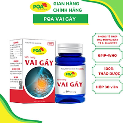 PQA Viên nang Vai Gáy là dược phẩm thảo dược hỗ trợ mạnh gân cốt, hạn chế triệu chứng đau mỏi xương khớp cho người bị đau nhức mỏi xương khớp, vai gáy, tê chân tay do phong thấp.
