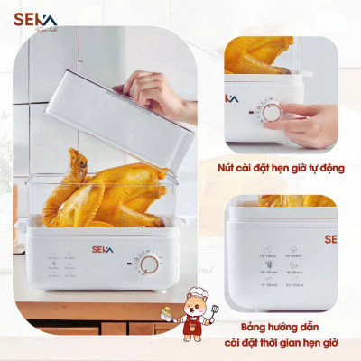 Nồi Hấp Điện 2 Tầng Đa Năng 6in1 Seka SK6610 (SK2088) Model 2024 - Nồi Hấp Hẹn Giờ - Dung Tích 10L - Hàng Chính Hãng