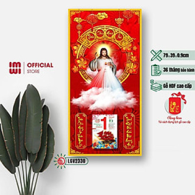Lịch gỗ Công giáo Chúa Giêsu IMWI LGV2330 - 39cm x 79cm