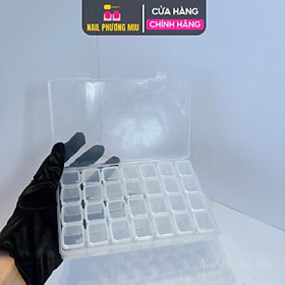 Khay Nhựa Trong 28 Ô Đựng Charm Bông Đá Có Nắp Riêng Từng Ngăn Làm Nail, Hộp Nhựa Pvc Plastic 28 Ngăn Dẻo Không Bể Vỡ Khi Rớt, Chống Bụi