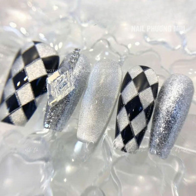 Sơn Mắt Mèo Kim Cương Ánh Trắng Bạc QINGYOU Siêu Sáng Cao Cấp Làm Nail Không Ánh Đen, Nhũ Sáng Mịn