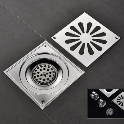 Thoát sàn ngăn mùi dạng phễu nước SUS304 (15x15cm)