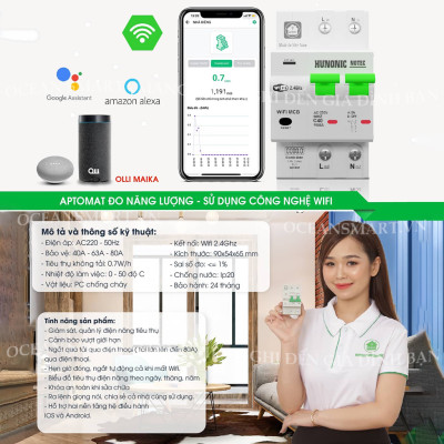 Aptomat Thông Minh Đo Năng Lượng HUNONIC Notec - HNATME