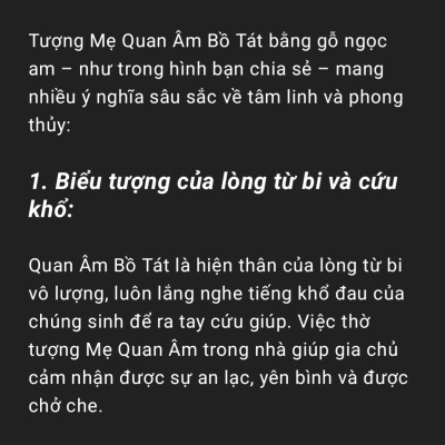 Tượng mẹ quan âm bồ tát bằng gỗ ngọc Am thơm nức cao 30x9x9cm