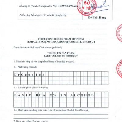 DrCeutics Dung Dịch Tẩy Da Chết Nền Cồn Basic BHA 2% In Alcohol 100ml/Chai