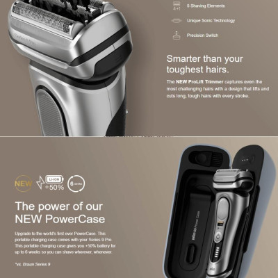 Máy Cạo Râu Braun Chính Hãng Series 9 Pro Premium 9475CC, Máy Cạo Râu Khô Và Ướt, Nhập Đức, BH 12 Tháng