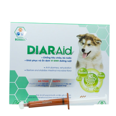 BOSSEN - DIARAid (dogs) Bổ sung Vi Sinh, Lợi Khuẩn Hỗ Trợ Tiêu Hóa và Tăng Đề Kháng cho Chó - Hộp 3 ống