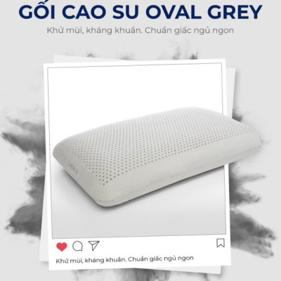 Gối Nằm Cao Su Thiên Nhiên  Liên Á Oval Grey  kích thước 45x65x12cm