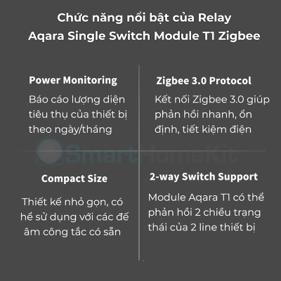 Module thông minh Aqara T1 Zigbee - Mạch công tắc nhỏ gọn Cần kết nối hub, Tương thích HomeKit - Hàng chính hãng