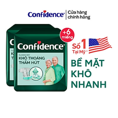 Combo 2 Tã dán người lớn Confidence Classic Day khô thoáng thấm hút size M/L gói 20+3 miếng