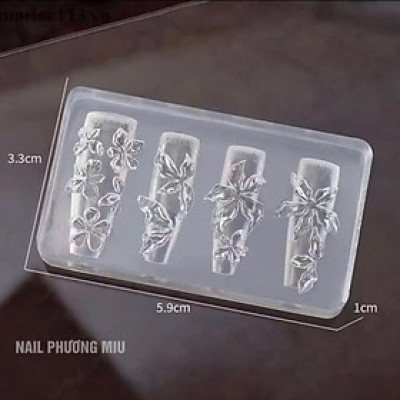 Khuôn in 3D Silicon Tạo Hình Cánh Hoa To Nhỏ 15 Mẫu Dễ Thương Làm Nail, Khuôn in Hoa Nổi 1,2,3,4 Cánh Mini Trong Suốt Trang Trí Móng Nữ Women