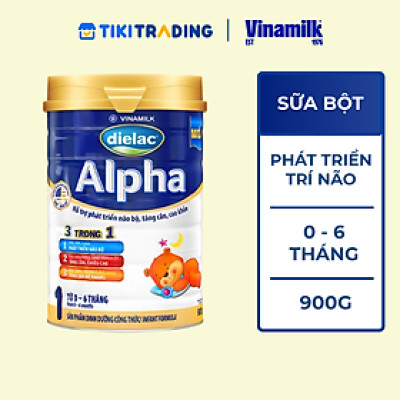 Hộp Sữa bột Vinamilk Dielac Alpha 1 - Hộp thiếc 900g (cho bé từ 0 - 6 tháng tuổi)
