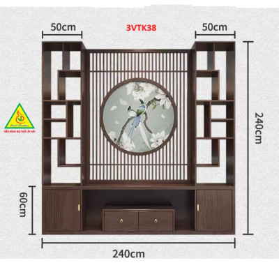 Vách ngăn phòng khách nhà bếp, Tủ kệ vách ngăn phòng 3VTK38 - Nội thất lắp ráp Viễn Đông Adv