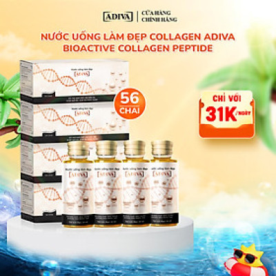 Combo 4 Hộp Nước Uống Làm Đẹp Collagen ADIVA Tem Trắng (14 Chai/Hộp)- Giúp Làn Da Săn Chắc, Ảm Mịn Và Căng Bóng