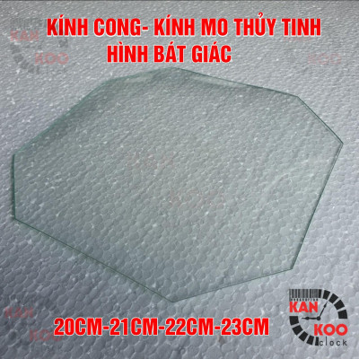 Kính CONG (MO) hình bát giác đứng (bằng thủy tinh 2-3mm) dùng cho đồng hồ treo tường, đồng hồ cổ, đồng hồ  treo tường mặt hình bát giác đứng