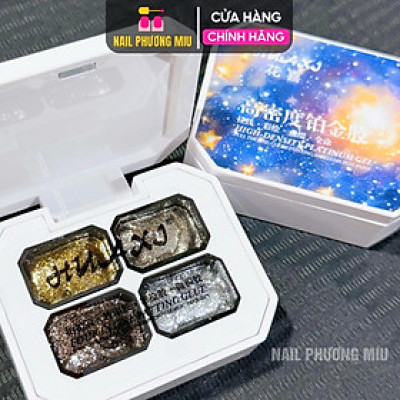 Gel Nhũ Bạch Kim Vẽ Viền Móng 4 Màu Huaxi Siêu Sáng Bóng Cao Cấp Đậm Đặc Làm Nail, Chống Thấm Nước Mùi Nhẹ, Không Cần Rửa, Lâu Trôi