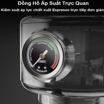 Máy pha cà phê bán tự động Espresso, Cappuccino, Latte thương hiệu Mỹ cao cấp HiBREW H10B - Hàng Nhập Khẩu
