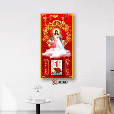 Lịch gỗ Công giáo Chúa Giêsu IMWI LGV2330 - 39cm x 79cm