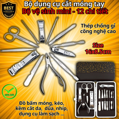 Bộ dụng cụ cắt móng tay 12 chi tiết làm bằng thép không gỉ cao cấp – Dụng cụ vệ sinh mini, tỉa lông mũi độc đáo D Danido