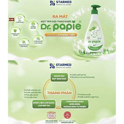 Bọt tắm gội thảo dược Dr.Papie 300ml
