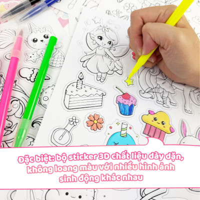 Bộ Sticker Nghệ Thuật Và Bút Marker - Kawaii Things CLEVERHIPPO SS01