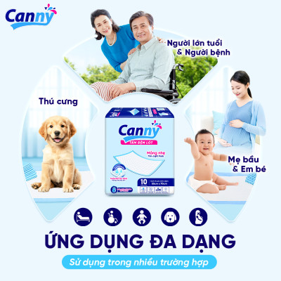 Tấm Đệm Lót Người Lớn CANNY Siêu Mềm Mại, Siêu Thấm, Kháng Khuẩn (10 miếng/gói)
