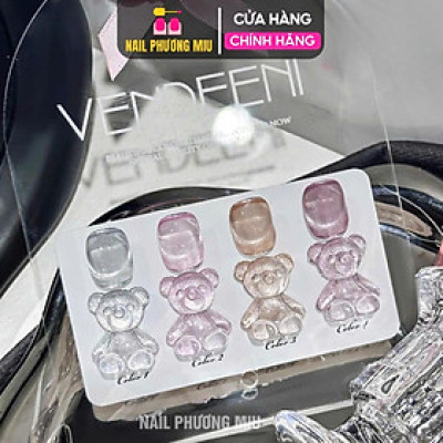 Set Sơn Mắt Mèo Ánh Trăng VENDEENI 4 Màu Hồng (Bảng Gấu) Làm Nail Siêu Sáng, Gel Đặc Chuẩn Màu Bền Bóng Sêu Mịn Nữ Women