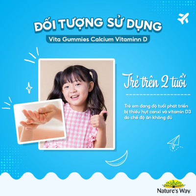 Canxi + Vitamin D cho trẻ 2-11 tuổi Gummies Calcium Vitamin D Nature