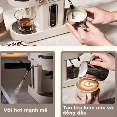 Máy Pha Cà Phê 3-trong-1 HiBREW H14 Espresso-Cappuccino-Latte Kết Hợp Máy Xay Cafe 15 Chế Độ, 1270W - Hàng Nhập Khẩu, Bảo Hành 12 Tháng