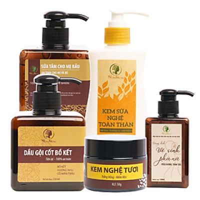 Bộ chăm sóc sắc đẹp toàn diện Wonmom (kem nghệ tươi+ kem sữa nghệ+ sữa tắm+ dầu gội + DDVSPN )