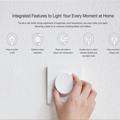 Công tắc thông minh Yeelight Smart Dimmer Switch dùng cho đèn ốp trần - Hàng Chính Hãng