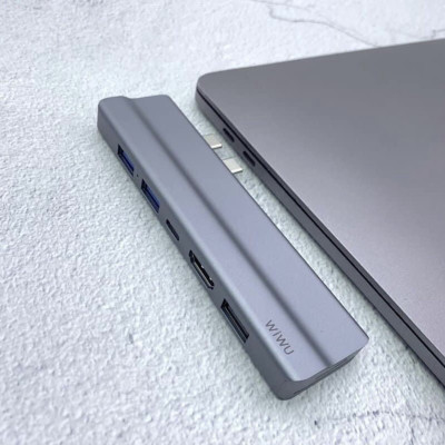 Hub Wiwu 8 In 1 T9 USB-C - USB 3.0 - HDMI - SD - Khe cắm TF - Type-C, Bộ Chuyển Đổi Đầu Ra Video HD 4K - Hàng Chính Hãng