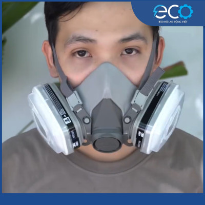 Mặt nạ phòng độc 3M 6100/ 6200 với phin lọc 6001 kết hợp tấm lọc bụi 5N11 cùng nắp giữ 501