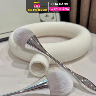 Chổi Phủi Bụi Móng Cán Dài Màu Xám Bạc Làm Nail Siêu Sang, Cọ Phủi Dài Vệ Sinh Bụi Nail Siêu Mềm Mịn, Lông Đều Cán Nhựa