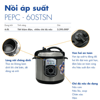Nồi áp suất điện Korea King PEPC-60STSN ( Hàng chính hãng )