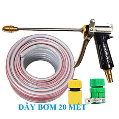 Vòi Xịt Rửa Xe️ Bộ dây vòi xịt nước rửa xe, tưới cây , tăng áp 3 lần, loại 20m 206318 đầu đồng