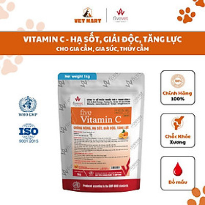 Five Vitamin C (1KG) - Bột giải nhiệt, chống nóng, hạ sốt, giải độc, tăng lực cho gia cầm, gia súc, thủy cầm