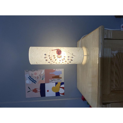 Đèn để bàn giấy dó hoa khô chú công