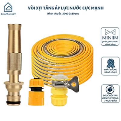 Vòi Tưới Cây, Vòi Xịt Rửa Xe Đa Năng Tăng Áp Lực Nước Cực Mạnh 10m, Lắp Vòi Nước Thông Thường (Đầu Vòi Đồng) - HÀNG CHÍNH HÃNG MINIIN