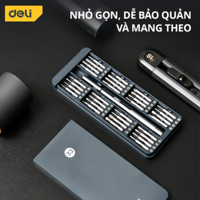 Bộ tuốc nơ vít 44 in 1 Deli  Cao Cấp Tua vít từ tính Sửa điện thoại, Máy tính, Ổ điện
