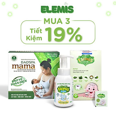 [COMBO 3 MÓN] Xông Tắm Cho Mẹ Daospa Mama, Bọt Tắm Thảo Dược Elemis Bubble  và Gạc Rơ Lưỡi elemis Cho Bé