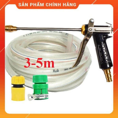 ️ Bộ dây vòi xịt nước rửa xe, tưới cây , tăng áp 3 lần, loại 3m, 5m 206318Iđầu đồng, cút+ túi đựng bút
