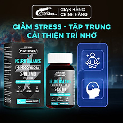 Viên uống bổ não, tăng cường trí nhớ Powergra Neuro Balance - Hộp 60 viên