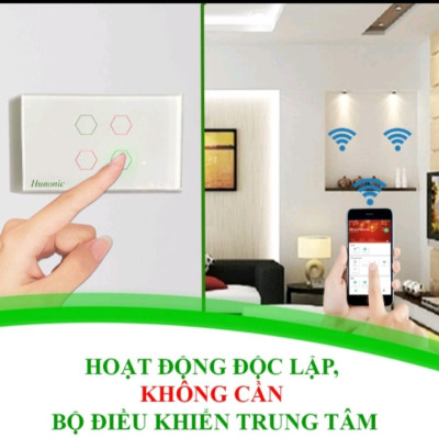 Công tắc 2,3,4 nút trắng âm tường cảm ứng, wifi cho Đèn, Quạt điều khiển từ xa qua điện thoại 500w/220V